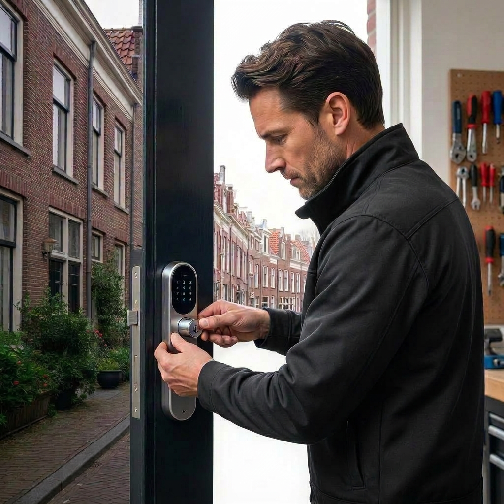 Nederlandse straat met rijtjeshuizen in Utrecht